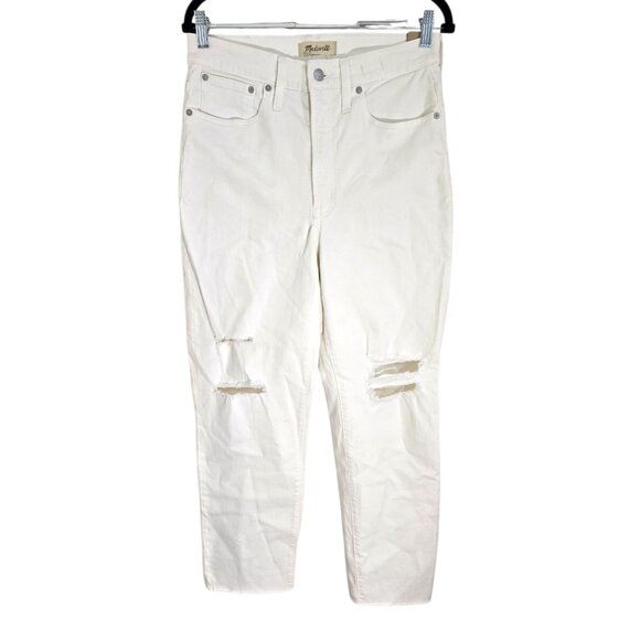 Madewell Womens White Distressed Denim Perfect Vintage Straight Jean Size 28 NWT - Picture 1 of 11